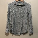 Merona  Long Sleeve Button Front Collared Blouse Black/White Plaid Medium Photo 0