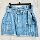 Frame  Dana High Waisted Belted Denim Paperbag Mini Skirt Blue Women 27 / US 4 Photo 2