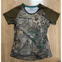 Cabela's  Women’s Short Sleeve V-neck T-shirt Size L Green Brown Camouflage Knit Photo 0