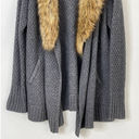 Joie  Jamilee C Faux Fur Collar Wool Cardigan Sweater Gray Women's Size Medium Photo 5