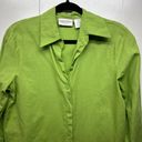 Worthington  Vintage Line Cotton Lime Green Button Front Womens Shirt Size Small Photo 2