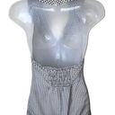 BCBGMAXAZRIA BCBG Sleeveless Halter V-Neck Ruffle Gingham Checkered Silk Top Black & White XS Photo 3