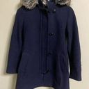 Banana Republic  Wool Jacket Pea Coat Mario Bellucci Size XXS Petite Navy Fur Zip Photo 0