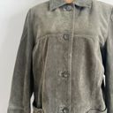 Bernardo  Collection Women's Green Leather Suede Button Down Jacket Coat Photo 7