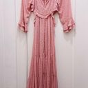 Rahi Pink Gold Side Cutout Tiered Ruffle Dress Midi Metallic Polka Dots Bohemian Size XS Photo 2