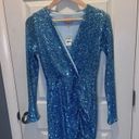 Show Me Your Mumu NWT  blue sequin deep v mini dress Photo 8