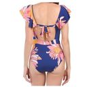 Trina Turk  Breeze Ruffle Plunge One Piece Swimsuit Size 12 Vacation Beach Photo 1