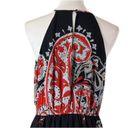 Loft Midi Dress Halter Neck Blouson Tie Waist Chiffon Black Red Women’s Large Photo 7