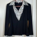 Cache Women's  Black Blouse with White/Black Polka Dot Lining Blouse Size MED Photo 1