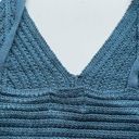 Olive & Oak Nordstrom  Ribbed Crochet Knit V-Neck Bralette Tank Blue Medium NEW Photo 5