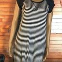 Marilyn Monroe  Gray White Striped Short Sleeve Tunic Tee High Low Mini Dress M Photo 0