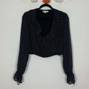 Honey Punch  Black Polka Dot Long Sleeve Crop Top Size Medium Photo 1