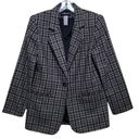 Sag Harbor  Women's  Black Cream Brown Plaid Woolblend Blazer Jacket Sz 8 Photo 2