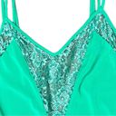 Victoria's Secret Vintage  Emerald Green Satin Slip Dress with Lace Trim Photo 7