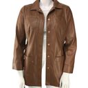 Chico's  Womens Sz 1 US 8 M Vegan Leather Utility Jacket Camel Mid Length Belt NEW Photo 10