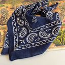 Vintage Blue  Western Paisley Cotton Square Neck Tie Bandana Photo 6