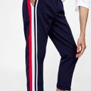 ZARA  High Waist Skinny Pants w/ Packet & Side Stripe Blue/Red Size S NEW Photo 2