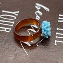 Daisy Baby Blue  Floral Brown Agate Bohemian Size 7 Ring Photo 4