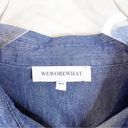 We Wore What NEW  Oversized Chambray Boyfriend Button Down Top M/L Blue Photo 4