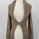 Beretti Open Front Duster Cardigan Wool Blend Sweater Buckle Taupe Womens Medium Tan Photo 2