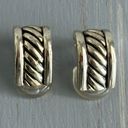 Fantastic Vintage Clip On Earrings Silver Tone Half Hoops Photo 1