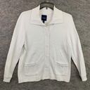 Basic Editions  Cardigan Sweater White XL Long Sleeve Button Collared Long Sleeve Photo 3