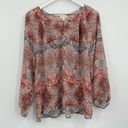 Garnet Hill  Silk Peasant Blouse Bishop Sleeve Coral Maroon Size Large Photo 0