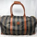 Fendi Vintage  Huge Pequin Stripe & Cognac Leather Duffel/Weekender Bag Photo 0