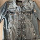 BLANK NYC  Womens Jean Jacket Medium Blue Luxury Clothing Denim Trucker Rhinestone Photo 6