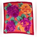 Oscar de la Renta Vintage  red silk floral print square scarf Photo 0