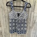 New York & Co. Blue Floral Beaded Tank Surplice Tie Back Summer Vacation Photo 0