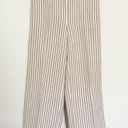 J.Jill  Linen Blend Wide Leg Cropped Stripe Pants Tan Beige Lagenlook Size 6 Photo 0