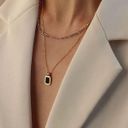 Onyx Necklace, Double Layered Necklace Set, Gold Necklace Set Photo 6