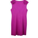 Trina Turk  Fitzgerald Ponte Fuschia Knit Sheath Dress Size 6 Photo 3