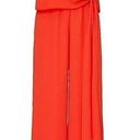 Krisa  Retro 70s Wide Leg Strapless Tie Front Chiffon Jumpsuit- Vermilion Size XS Photo 0