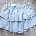 Aerie NWT  Weekend Ruffle Mini Skirt Sweatshirt Tiered Heathered Grey Size Medium Photo 2