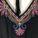 cupio New  Neon Embroidered Tie Back Romper V-Neck Sleeveless Black Multi Photo 10