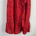 Shoshanna  anthropologie eyelet red belted ruffle midi dress size 2 wedding guest Photo 6