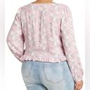 Abound NEW NWT  Cinched Floral Blouse Pink Cream Blue Long Sleeve Crop Top Medium Photo 3