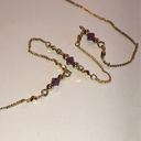 Monet Vintage Signed  Gold & Purple Amethyst Beaded Chain Necklace Photo 5