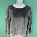 cupio Gray Velour Ruffle Sleeve Pullover Photo 0