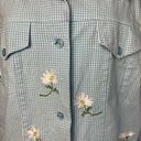 Quacker Factory  Blue Gingham Embroidered Floral Daisies Jacket Women's Size 1X Photo 2