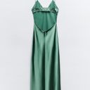 ZARA Dress emerald green Slip Midi Satin Effect Maxi Wedding Party Photo 9