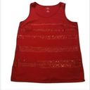 st. john's bay  Red Sequin Striped Sleeveless Top, Large Photo 2