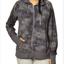 Danskin  Grey Tie Dye Marble Print Collar Zip Hooded Athletic Jacket Sweater Top Photo 3