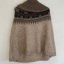 American Eagle Oatmeal Brown Black Nordic Fair Isle Acrylic WOOL Poncho Sweater Photo 9