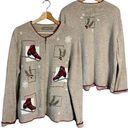 Croft & Barrow Vtg  Ice Skating Christmas Wool Angora Full Zip Sweater Women's L Photo 1