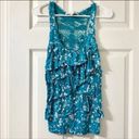 LC Lauren Conrad  Floral Blue Crochet Back Tiered Ruffle Tank Size XS Photo 1