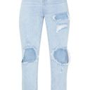 Pretty Little Thing Light Wash Distressed Straight Leg Jean Photo 2