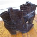 Gibson Latimer Booties 7M Gia Ankle Cow Leather Brown Snakeskin Print Women Photo 4